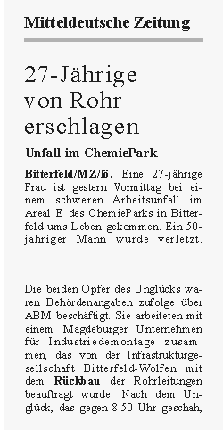 MZ Artikel vom 02.02.01